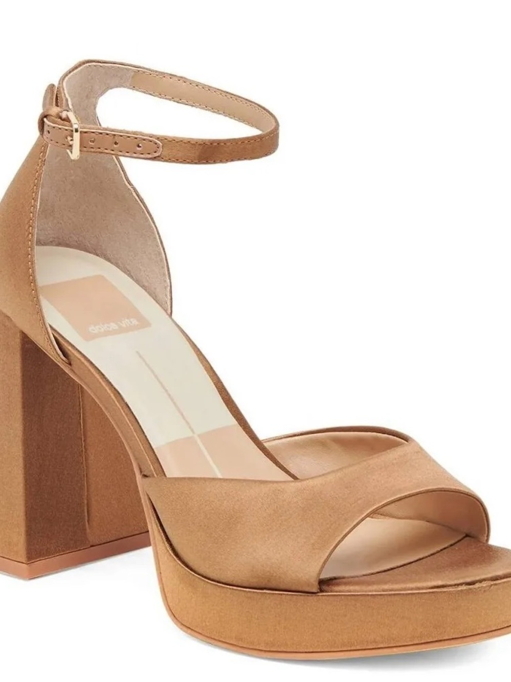 Dolce Vita Tan Suede Platform Ankle-Strap Sandals